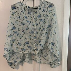 Doen Blue Floral Women's Blouse